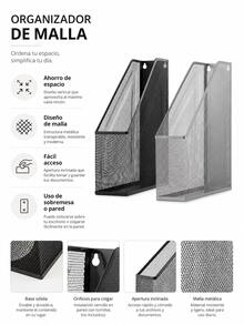 Revistero/archivador de lujo de malla de acero (1 unidad, negro, plateado),Organizador De Documentos De Malla Metálica En Negro Y Plata, Soporte Vertical Para Revistas Con Diseño Transparente Y Fácil De Colgar, Archivador De Escritorio Resistente Y Duradero, Ideal Para Estudiantes, Oficinistas Y Amantes Del Orden, Portadocumentos Compacto Y Espacioso, Para Organizar Libros, Revistas O Papeles En La Oficina, Escuela O Hogar, Soporte Para Documentos Multiusos, Accesorio De Oficina - Estante para archivos - Ver 6