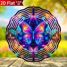 1pc Blue Butterfly Wind Spinner, 2D Flat Metal Fan, Suitable For Patio And Garden, 10-Inch Blue Powered Outdoor Fan Decor, Large Spinfinity Wind Sculpture Decoration, Colorful Fan Catcher Yard Art (Pendant Not Included), Style Sent Randomly - Multicolor - View 2