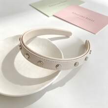 1pc Punk Style Faux Leather Rivet Headband, Retro Solid Color Non-Slip Hair Hoop, Y2K Streetwear Hair Accessories For Women Daily & Party Hair Accessories Hairband - Multicolor - View 14