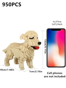 1件卡通积木宠物狗（泰迪/雪纳瑞/杜宾/哈士奇/法国斗牛犬/松狮/腊肠犬/贵宾犬/金毛寻回犬/柯基/斗牛犬）3D拼图DIY创意益智积木模型 - 家居装饰和生日礼物 - 彩色 - 查看 22