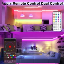 智慧臥室 LED 燈條 RGB 燈帶,App 與遙控控制,音樂同步,定時功能,適用客廳、房間裝飾,生日禮物、節日與婚禮裝飾 - 彩色 - 查看 7