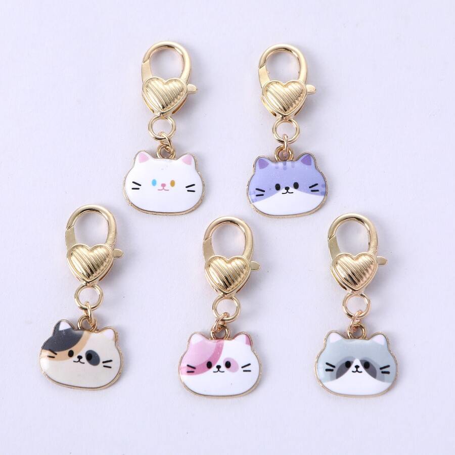 Cute Cat & Rabbit Cartoon Hip Hop Style Zinc Alloy Keychain, Bag Charm, Creative Small Gift In Stock - Gold - View 1