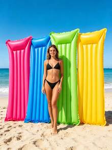1pc Adult PVC Inflatable Floating Bed, Water Floating Device, Single Person Lounger For Outdoor Swimming Pool - Multicolor - View 1