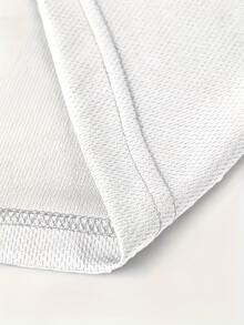 Men's Casual Sporty Fashion Fitness Outdoor Home Short Sleeve-Shirt, Featuring 2D Printed Patterns, Elastic And Comfortable, Suitable Sports, Travel, And Daily Casual Wear. Regular Fit Round Neck, Knitted Fabric, All-Season Versatile - 白色 - 查看 4