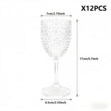 Verres à vin sur pied incassables, 1/2/6/8/12 sets, apparence en verre cristal transparent en acrylique, verres réutilisables et incassables en plastique, convient pour l'extérieur et l'intérieur, la plage, la piscine, les grandes fêtes - Voir 14