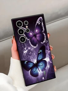 1件裝高級彩色幸運蝴蝶防摔防滑黑色手機保護殼，適用於Galaxy A04e/A05s/A13/A14/A15/A34/A35/A50/A52/A53/A54/S21/S22/S23/S24/S25/S25Ultra，此為2D圖案而非3D圖案 - 黑色 - 查看 3