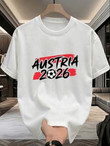 Camiseta de manga corta para hombre de la Copa del Mundo, regalo de cumpleaños, malla transpirable, aniversario, moda moderna, para parejas, color sólido, estampado. - Blanco - Ver 1