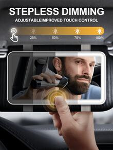 Rechargeable Car Visor Makeup Mirror With 3 Lighting Modes And Dimmable Touch Screen, Women's Car Accessory, Suitable For Makeup And Touch-Ups While Parked And Waiting, Clear Mirror - Multicolor - View 3