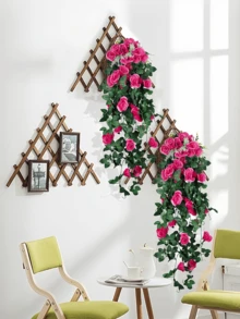 Nejlue Artificial Flowers/Plants1111 Home & Living 1/2支装亮粉色人造玫瑰藤蔓花，春季玫瑰装饰，悬挂式花卉，适用于家居装饰、房间装饰、墙面装饰、婚礼拱门、卧室、桌面、生日派对、花园、室内外装饰，春夏皆宜 - 玫紅色 - 查看 2