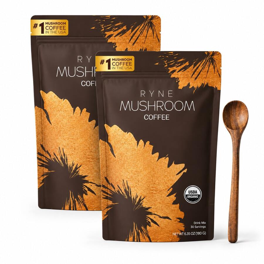 2-Pack Bundle|RYNE Organic Mushroom Coffee, USDA Certified, 30 Servings/Bag, Premium Focus & Energy Support - 2件 - 查看 1