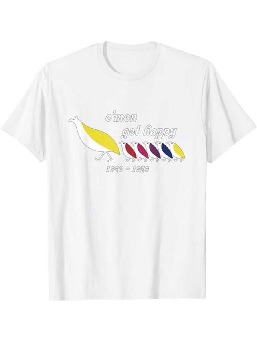 C'Mon Get Happy Short-Sleeved T-Shirt With A Crew Neck, Breathable And Suitable For All Seasons, Ideal . A Short-Sleeved T-Shirt Suitable For Home, Everyday Wear, Parties, And Travel, Perfect As A Gift For Friends Or Family. - 白色 - 查看 1