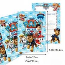 Paw Patrol 可爱卡通小狗系列派对邀请卡、生日节日派对邀请卡、贺卡 - 彩色 - 查看 3