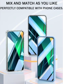 4片裝手機鋼化玻璃螢幕保護貼，99.99%高清晰度，9H硬度，親膚防指紋，適用於Redmi手機 - 無色 - 查看 7