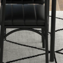 Metal And Wood Rectangular Table With 4 Upholstered Chairs,5 Piece Dining Table Set - Cement Ash - View 11