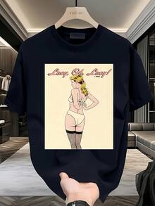 1 unidad, 180 g, camiseta vintage LUPY DOG!Camiseta Y2K 100% estampada con motivos retro de playa y comida, manga corta, cuello redondo, lavable a máquina, estampada y enviada desde México. - Blanco - Ver 1