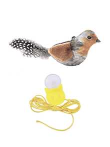Juguete colgante realista de pájaro con sonido para gatos, juguete interactivo de pájaro que gorjea, juguete de caza simulada para gatos, juguete de pájaro que aletea y gorjea para perseguir gatos, adecuado para gatos de interior - Multicolor - Ver 6