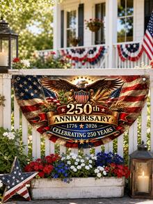 1件装 - 250周年纪念爱国三角旗横幅，1776-2026 美国国旗鹰图案悬挂装饰，适用于独立日、阵亡将士纪念日、退伍军人节、七月四日派对、庭院围栏门廊户外装饰 - 1個 - 查看 13