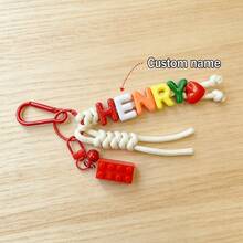 [Custom] 1pc Tassel Bell Personalized Letter Keychain, Handmade Rope Letter Bead Bag Charm/Phone Charm, Customized Bag Accessory, Graduation Gift - Braided Rope Keychain - View 37