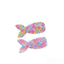 4 Peças Conjunto de Capa de Sereia Princesa com Lantejoulas, Capa com Lantejoulas, Presilha de Cabelo, Acessórios de Cauda, Conjunto de Fantasia de Princesa, Adequado para Fantasias, Páscoa, Halloween, Aniversário, Natal, Festa, Também um Pequeno Presente para Amigos - Capa grande de lantejoulas + grampo de cabelo + bolsa estilo rabo de peixe - Visão 4