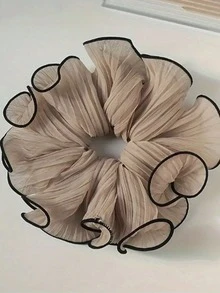 1/4 chiếc dây buộc tóc bằng vải thiết kế tua rua - Dây buộc tóc bằng vải chiffon màu trơn thời trang, dây buộc tóc xếp ly sành điệu phù hợp với kiểu tóc nữ, phụ kiện tóc đa năng sử dụng hàng ngày, bộ dây buộc tóc co giãn cho thanh thiếu niên và người lớn, dây buộc tóc scrunchy, dùng khi tắm, trang điểm, rửa mặt, buộc tóc đuôi ngựa, phụ kiện tóc co giãn. - Nhiều màu - Xem 8