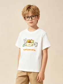 Balabala Camiseta de manga corta con estampado de dibujos animados para niños, uso casual diario, verano - benbai - Ver 3