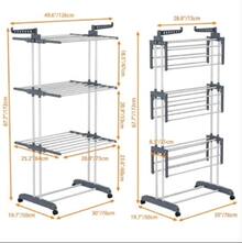 Tendedero de ropa, 4 Niveles Tendederos Plegables Vertical con Ruedas Amplio Espacio de Secado Tendederos, Acero Inoxidable Tendal para Exterior y Interiores - quarto piano - Visualizzare 2