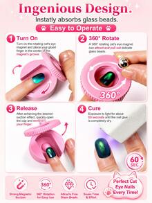 1 dụng cụ tạo hiệu ứng mắt mèo đa năng từ tính, tạo hiệu ứng mắt mèo tức thì, dễ sử dụng cho mọi loại sơn gel mắt mèo. - trắng - Xem 6