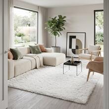 Large Soft Shaggy Rug 2.00x2.50m, Non-Slip, For Living Room And Bedroom, Various Colors - White - View 2