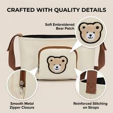 Cute Bear Pattern Stroller Hanging Bag, Large Capacity Storage Pouch, Can Hold Tissues & Water Cups, Easy Installation - Multicolor - View 3