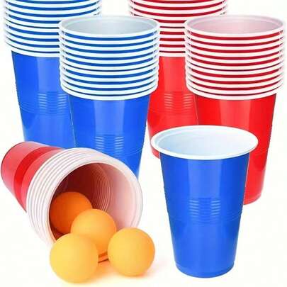 Bộ trò chơi Beer Pong người lớn Fablor 1/10/20/30/40/50 chiếc, cốc Beer Pong nhựa màu xanh và đỏ 16oz, thích hợp cho các trò chơi tiệc tùng kiểu Mỹ, tiệc sinh nhật và các buổi họp mặt văn phòng (Lưu ý: Không bao gồm bóng chơi, chỉ có cốc)