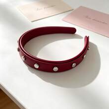 1pc Punk Style Faux Leather Rivet Headband, Retro Solid Color Non-Slip Hair Hoop, Y2K Streetwear Hair Accessories For Women Daily & Party Hair Accessories Hairband - Multicolor - View 18