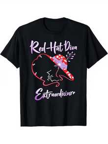 Sombrero rojo con flores moradas que simboliza confianza belleza y libertad femenina con líneas suaves que forman un rostro elegante capaz de reflejar fuerza interior y actitud positiva camiseta de mujer casual moderna cómoda para uso diario - Negro - Ver 1