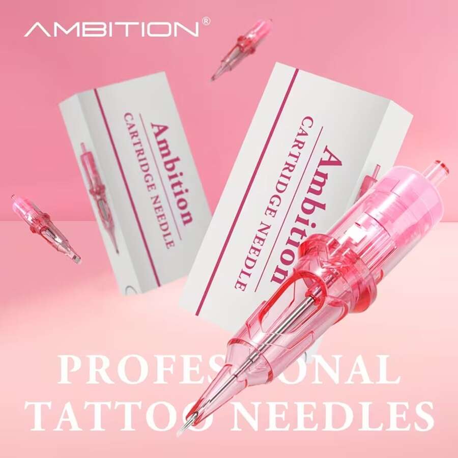 AMBITION 20pcs Disposable Tattoo Cartridge Needles 0.25mm 0.3mm 0.35mm RL Series For Tattoo Machine Eyebrow Eyeliner Permanent Makeup