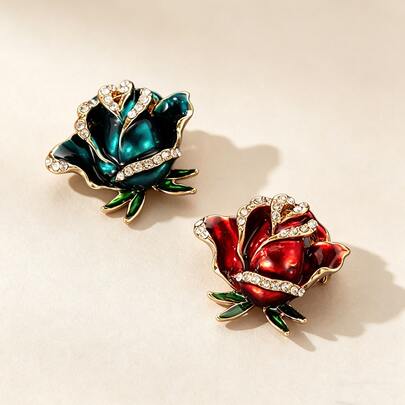1 pieza Elegante broche de aleación de zinc con forma de flor de rosa romántica, adecuado para que las mujeres lo usen en vacaciones, fiestas, el Día de San Valentín, el Día de la Madre como regalo
