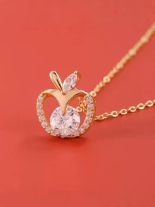 A Charming Vintage Micro - Inlaid Large Red Apple Necklace, A Classic European And American Anniversary Gift - Multicolor - View 10