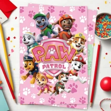 Paw Patrol 可爱卡通小狗系列派对邀请卡、生日节日派对邀请卡、贺卡 - 彩色 - 查看 3