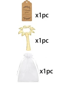 15/3pcs Summer Beach Party Gift Set, Includes Coconut Tree Bottle Opener, Thank You Cards, White Bag, Summer Beach Party Decor, Accessories - Multicolor - View 12