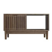 Mid-Century Modern Style 80cm Coffee Table, Living Room Side Table With Grid Structure, One Drawer, Open Shelves And Solid Wood Legs, Oak Color. - 棕色 - 查看 1