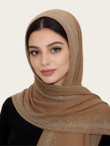 1pc Women's Lace Knitted Elastic Fabric Diamond Crafted Viscose Maxi Hijab Scarf, Malaysian Fashion Headscarf - Lace Rhinestone Long Scarf In Multiple Colors - View 23