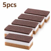 5/10/20pcs Brown Seaweed Shaped Triple-Layer Double-Sided Magic Cleaning Sponge, High Density Honeycomb Dish Sponge, Kitchen Bathroom Household Cleaning Sponge, Dish Washing Sponge, Scrub Sponge, Cleaning Pad - Right-angle Style - View 8