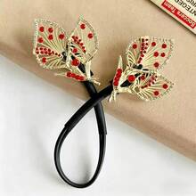 1 Piece Fashionable And Versatile Elegant Literary Full Diamond Pleated Headband For Going Out And Commuting Temperament Hair Pressing Headband Hair Accessories - màu đỏ - Xem 7