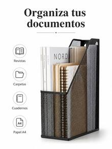 Revistero/archivador de lujo de malla de acero (1 unidad, negro, plateado),Organizador De Documentos De Malla Metálica En Negro Y Plata, Soporte Vertical Para Revistas Con Diseño Transparente Y Fácil De Colgar, Archivador De Escritorio Resistente Y Duradero, Ideal Para Estudiantes, Oficinistas Y Amantes Del Orden, Portadocumentos Compacto Y Espacioso, Para Organizar Libros, Revistas O Papeles En La Oficina, Escuela O Hogar, Soporte Para Documentos Multiusos, Accesorio De Oficina - Estante para archivos - Ver 9