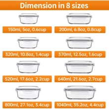 Airtight Glass Food Storage Containers With Lids, Set Of 8 Pieces - 8 Units - View 2