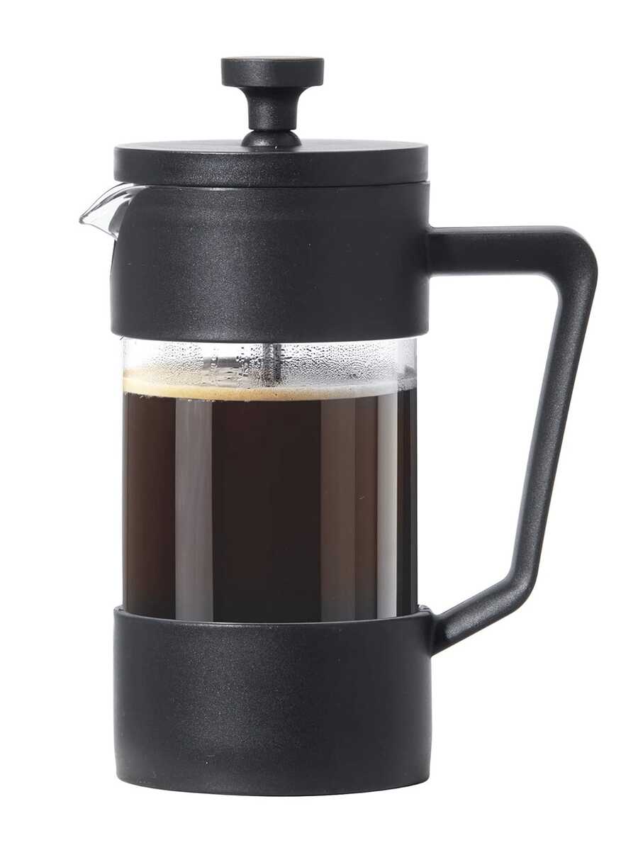 12盎司硼硅玻璃法式滤压咖啡壶，单杯法式滤压壶，3杯容量，黑色咖啡壶。法式滤压咖啡过滤器。可用于冲泡茶和咖啡。法式滤压咖啡机。多功能茶和咖啡机。法式滤压壶。可分离沉淀物，浓缩咖啡萃取器