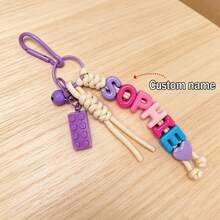 [Custom] 1pc Tassel Bell Personalized Letter Keychain, Handmade Rope Letter Bead Bag Charm/Phone Charm, Customized Bag Accessory, Graduation Gift - Braided Rope Keychain - View 23