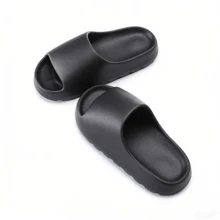 Men's Summer New Minimalist Fashion Non-Slip EVA Thick Sole Slip-On Slippers, Outdoor Beach Shoes, Indoor Home Bathroom Slippers, Couples Slippers, Women's Outdoor Sports Soft Sole Beach Coconut Slippers, Men's Style - Black - View 7