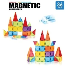 36PCS Transparent Magnetic Building Blocks Toy, Children's DIY Building Puzzle, Architectural Travel Toy Suitable For Boys And Girls Aged 3 And Above. Montessori Pre-School Learning Education Sensory Magnet Creative Toy - Multicolor - View 2