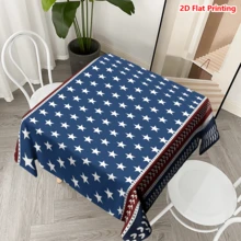 1/2pcs Independence Day Tablecloth, American Flag Style Tablecloth, Made Of Polyester Fiber, Suitable For Kitchen, Dining Room, Coffee Table, Picnic, Camping, Countryside, Decorative, Independence Day Theme Pattern, Classic Starry Stripes Design, Multi-Scene Applicable, Essential For Home Decor - Multicolor - View 8