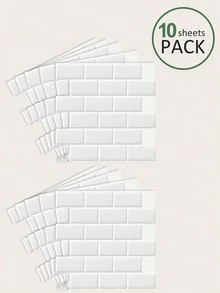 WalDecoo 1/10pcs DIY 3D Subway Tile Self-Adhesive Waterproof Easy To Clean Wall Stickers For Kitchen Bathroom RV, Bright White - Pure White Train - View 12