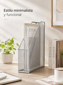Revistero/archivador de lujo de malla de acero (1 unidad, negro, plateado),Organizador De Documentos De Malla Metálica En Negro Y Plata, Soporte Vertical Para Revistas Con Diseño Transparente Y Fácil De Colgar, Archivador De Escritorio Resistente Y Duradero, Ideal Para Estudiantes, Oficinistas Y Amantes Del Orden, Portadocumentos Compacto Y Espacioso, Para Organizar Libros, Revistas O Papeles En La Oficina, Escuela O Hogar, Soporte Para Documentos Multiusos, Accesorio De Oficina - Estante para archivos - Ver 8